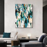 Sdmikeflax Abstract Wall Art Teal Wall Art for Living Room Large Size, Turquoise Decor Paintings for Wall Decorations Canvas Wall Art for Bedroom Wall Pictures for Living Room Wall Decorations 24"x36"
