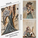 Vintage Angel Wing Canvas Wall Art Girl Posters Angel Wall Art for Bedroom Decor Angel Canvas Painting Nordic Art Posters Angel Wings Poster Prints for Living Room Home Decor 20x28inchx3 No Frame
