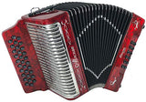 Alacran AL3112 Accordion Package: 31 Button, 12 Bass Accordion with Rigid Case and Adjustable Straps (Fa/FBE, Red Pearl)