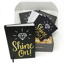 Shine On! Bullet Journal and Thank You Card Gift Kit by Appreciation in a Box - Set of 3 Dotted Grid Notebooks and Matching Cards with Envelopes