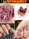 Kalolary 12 Boxes Halloween Nail Art Sticker Decals, 3D Witch Pumpkin Bat Nail Sequins Colorful Halloween Nail Flakes for Acrylic Nails DIY Crafts