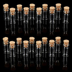 20 Pcs 1:12 Dollhouse Miniature Clear Glass Bottles with Cork Lids Stoppers Wishing Bottle DIY Decoration Tiny Glass Bottles Baby Bottle for Witch Spells,Wedding Favors,Jars Food Candy Storage