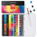 Arteza Watercolor Bundle: Foldable Watercolor Canvases and Half Pan Paint, Painting Art Supplies for Artist, Hobby Painters & Beginners