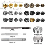 120 Sets Snap Fasteners Kit, 12.5mm Metal Snap Buttons Press Studs with 4 Pieces Fixing Tools, 6