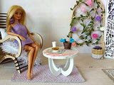 Miniature Dollhouse Table. Modern Round Wooden 1/6 scale Furniture BJD dolls