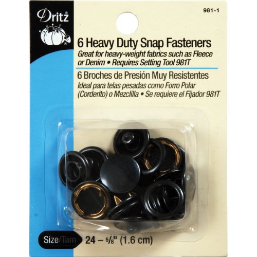 Dritz PRY-981-1 Heavy Duty Snap Fasteners, 24-5/8", Black