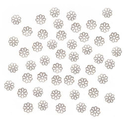 Beadaholique Open Petal Flower Bead Caps, 6mm, Bright Silver Plated