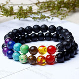 530pcs Lava Beads Stone Rock with Chakra Beads Round Black Lava Volcanic Stone Loose Beads