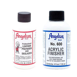 Acrylic 615 Finisher Satin HG 4 Oz with Paint Leather Preparer and Deglazer, 5 Ounce