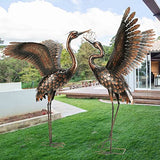 Garden Statue Outdoor Metal Heron Crane Yard Art Sculpture for Lawn Patio Backyard Decoration ,46 inch (2-Pack)