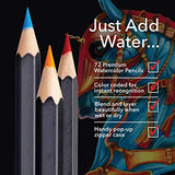 Castle Arts 72 Watercolor Pencils Set in Zip-Up Case for Great Results. Premium Quality Colored Cores with Vivid Colors to Create Beautiful Blended Effects with Water. Includes handy travel case