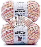 Bernat Baby Blanket Yarn - Big Ball (10.5 oz) - 2 Pack with Color Patterns (Peach Blooms)