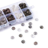 Pandahall 500pcs/box 5 Colors Iron Filigree Flower Bead Caps End Caps 6mm in Diameter for Jewelry