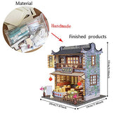 WYD DIY Chinese DIY Doll House Ancient Architecture Handmade Mini Wooden House Miniature Dollhouse Furniture Set Children Toys New Year Birthday Wedding Gift (Panxi Tea House)