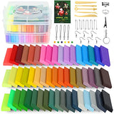 Polymer Clay, 52 Colors Polymer Clay Starter Kit, Nontoxic Modeling Clay, Oven Bake Clay, Polymer Clay Kit with 5 Sculpting Tools, Jewelry Accessories and Storage Box, Ideal DIY Gift for Kids