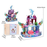 Dollhouse, Playset Two-Story Mermaid Cottage Doll House with Furniture & Accessories Kit for Girls, Indoor DIY Dream Playhouse with Doll for Kids