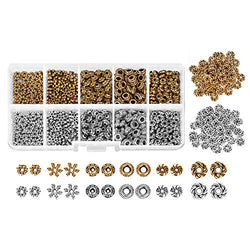 600 pcs Spacer Beads Box Kit Jewelry Findings Beading, Antique Tibetan Silver Bronze Assortment