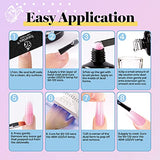 Beetles Poly Nail Extension Gel Kit, 6 Colors Clear White Nail Builder Gel Pink Nude Butterfly Poly Nail Enhancement French Manicure Kit Trial Nail Art Design Easy DIY Salon Nail At Home