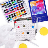 Watercolor Paint Set, 72 Vivid Colors with 6 Watercolor Brushes,1x24 Page Pad,2 Art Sponges,1 Palette and Gift Box, Portable Painting Art Painting, Perfect for Students, Kids, Beginners and More