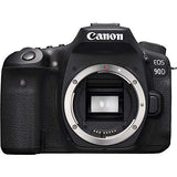 Canon EOS 90D DSLR Camera (Body Only) (3616C002) + 64GB Memory Card + Case + Corel Photo Software + 2 x LPE6 Battery + External Charger + Card Reader + LED Light + HDMI Cable + More (Renewed)