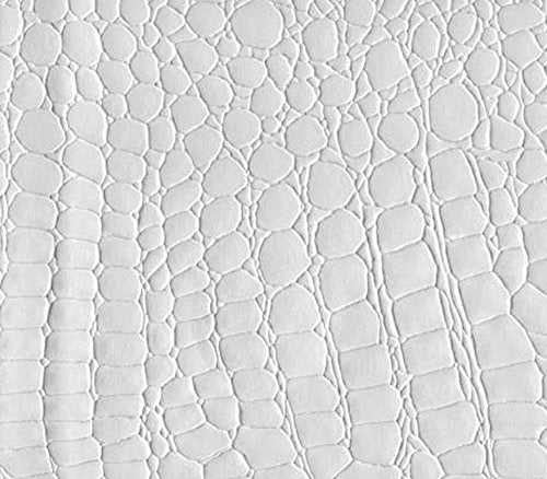 Vinyl Fabric Crocodile WHITE Fake Leather Upholstery / 54" Wide / Sold by the Yard