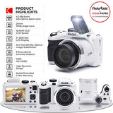 Kodak PIXPRO AZ421 Digital Camera (White) + Point & Shoot Camera Case + Transcend 32GB SD Memory Card + Extra Battery + USB Card Reader + Table Tripod + Accessories