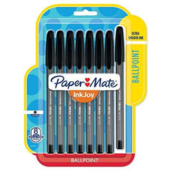 Paper Mate InkJoy 100ST Ballpoint Stick Pens, Medium Point, Black Ink, Pack of 8