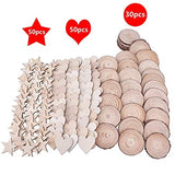 Wood Slices, 130Pcs Unfinished Natural Wood Circles for Crafts with 2.4"-2.8" Circle/Heart/Star