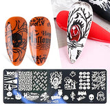 Halloween Nail Art Stamping Plates, 6 PCS Halloween Nail Stamper Kit Horror Ghost Skull Pumpkin Spider Witch Nail Art Stencils Plates Halloween Holiday Party Manicure Template Design Tool