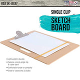 US Art Supply 11"x17" Artist Sketch Tote Board Bundled with U.S. Art Supply 9" x 12" Premium Spiral Bound Sketch Pad, (Pack of 2 Pads) Each Pad has 100-Sheets, 60 Pound (100gsm) (Pack of 2 Pads)