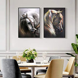 HaiMay 2 Pack DIY 5D Diamond Painting Kits Full Drill Rhinestone Painting Horse Diamond Pictures for Wall Decoration, Animal Diamond Painting Style (Canvas 12×16 Inch)