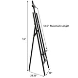 Marble Field Adjustable Wooden Tripod Easel Display Floor Easel Sketch Painting Portable, Black