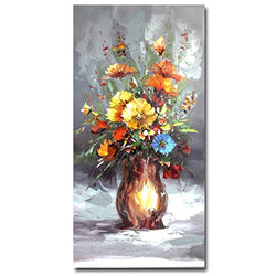 Muzagroo Art Modern Art Flowers Oil Painting Hand Painted on Canvas Wall Art for Living Room Decor (20x40in)