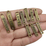 78 PCS Word Connector Charms Collection - Antique Silver Bronze FRIENDLY LOVE PEACE HOPE FAITH