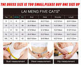 LAI MENG FIVE CATS Women's Summer Round Neck Sleeveless Long Midi Dress (White & Navy, US 4)