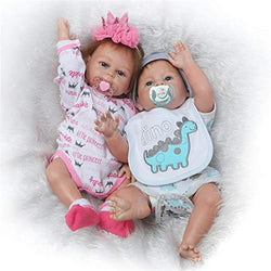 Silicone Full Body Reborn Baby Dolls Twins Boy and Girl 20 inch Anatomically Correct Newborn Size Bebe Look Real Washable Toys for Toddler Doll House 2 PCS