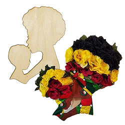Sbrret Mother's Day DIY Head Wooden Silhouette Template, Unfinished Graffiti Wreath for Crafts, Hanging Wooden Signs Wall Front Door Decor, Handmade Touching Gifts for Birthday Party (2 Pieces)