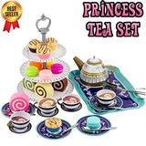 Liberty Imports Deluxe Afternoon Tin Tea Set with Cake Stand and Dessert Play Food - Metalware Playset for Little Girls (39 Pieces)
