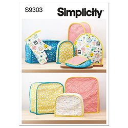 Simplicity Kitchen Appliance Covers, Oven Mitt, and Pot Holder Packet, Code 9303 Sewing Pattern, One Size, White