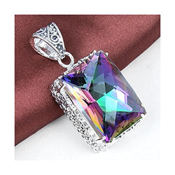 Amazing Shining Ct Huge Vintage Natural Rainbow Mystical Topaz Gemstone Silver Necklace Pendant