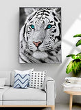 Fundaful DIY 5D Diamond Painting Kits for Adults Full Round Drill Diamond Dotz White Tiger Paint by Number Shiny Rhinestone Embroidery Cross Stitch Animal Picture Christmas Gift