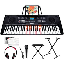Souidmy C-L260 61 Key Quick Start Electric Keyboard, 3 Lesson Modes with Lighting Full-Size Keys and Advanced LCD Display, for All Beginners, Self-Study Electronic Keyboard Piano Starter Kit