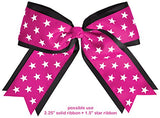 HipGirl 5yd 1.5" Patriotic Star School Cheer Leader Grosgrain Ribbon--Hot Pink/White. For High