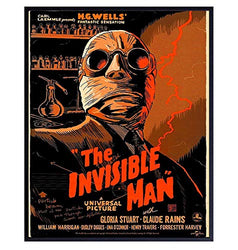 The Invisible Man - 8x10 Vintage Hollywood Horror Movie Poster Wall Art Print - Creepy Classic Scary Movie Home Decor Picture for Man Cave, Boys Bedroom, Teens Room - Gift for Men