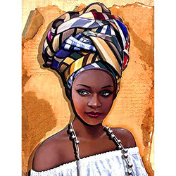 Ginfonr 5D Diamond Painting African Custom Women, Exotic Beauties, by Number Kits Girls Fairies Paint with Diamonds Full Drill Art Crystal DIY Embroidery Rhinestone Decor Craft (12x16 inch)-Gms16
