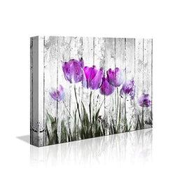 Tulip Wall Art for Bedroom abstract Purple Flower Canvas Print 12"x16"Wall Art Painting for Living Room wall Decor and artwork Modern Home Decorations framed wall art Photo canvas Prints Ready to Hang