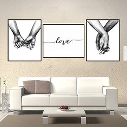 Unframed 3Set Wall Art Minimalist Painting,Love Hand in hand Minimalist Black and White Canvas Line Art Print Poster,Minimal Wall Art Sketch Art Line Painting for Bedroom Living Room (8.3”x12”)