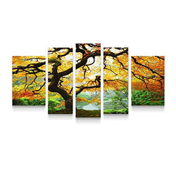 Startonight Canvas Wall Art Maple - Nature Framed Wall Art 36 by 71 Inches Set of 5