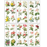 Washi Paper Scrapbook Stickers Set (12 Sheets) Nature Rose Flower Decorative Stickers for Scrapbooking Planner Letter Gift Packing Letter Art Craft