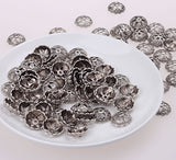 Cotowin Beautiful 15mm Silver Metal Flower Bead Caps for Jewelry Craft Making [Pack of 50]